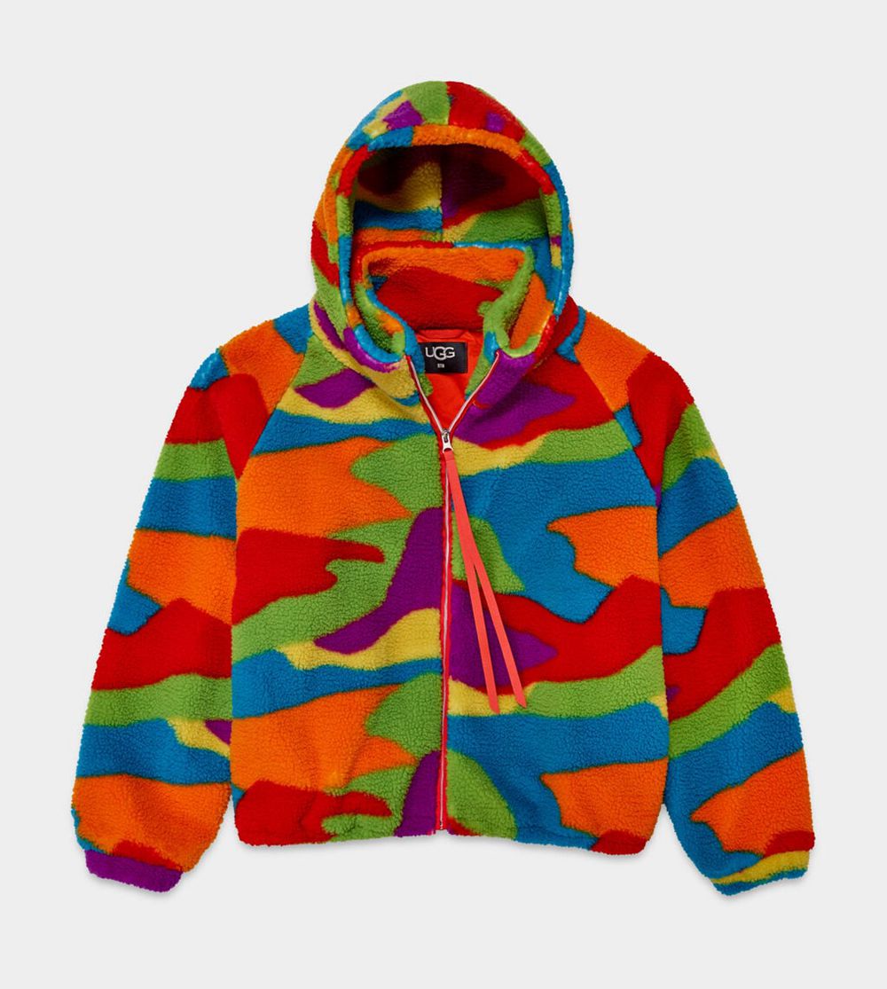 Ugg Jacket Mens - Ugg Pride Sherpa Rainbow Stripes - 579ZOXWGM